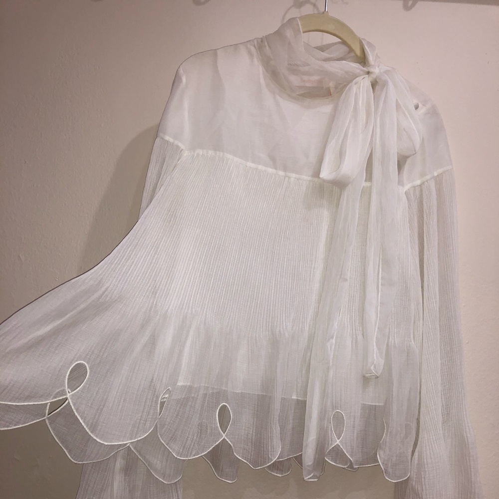 See by Chloe sheer flounce blouse